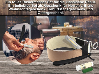 Rasiermesser-Set mit Paste aus Solingen Herren Bartpflege Set Klassische Rasur für Einsteiger - Fort