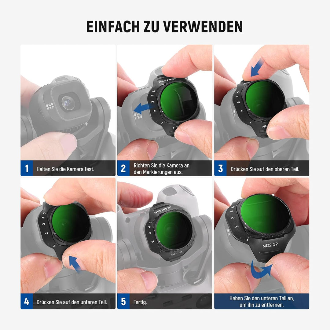 NEEWER Variabler ND Filter Kompatibel mit DJI Mini 5 Pro Drone, Snap On, Einstellbarer Graufilter (N