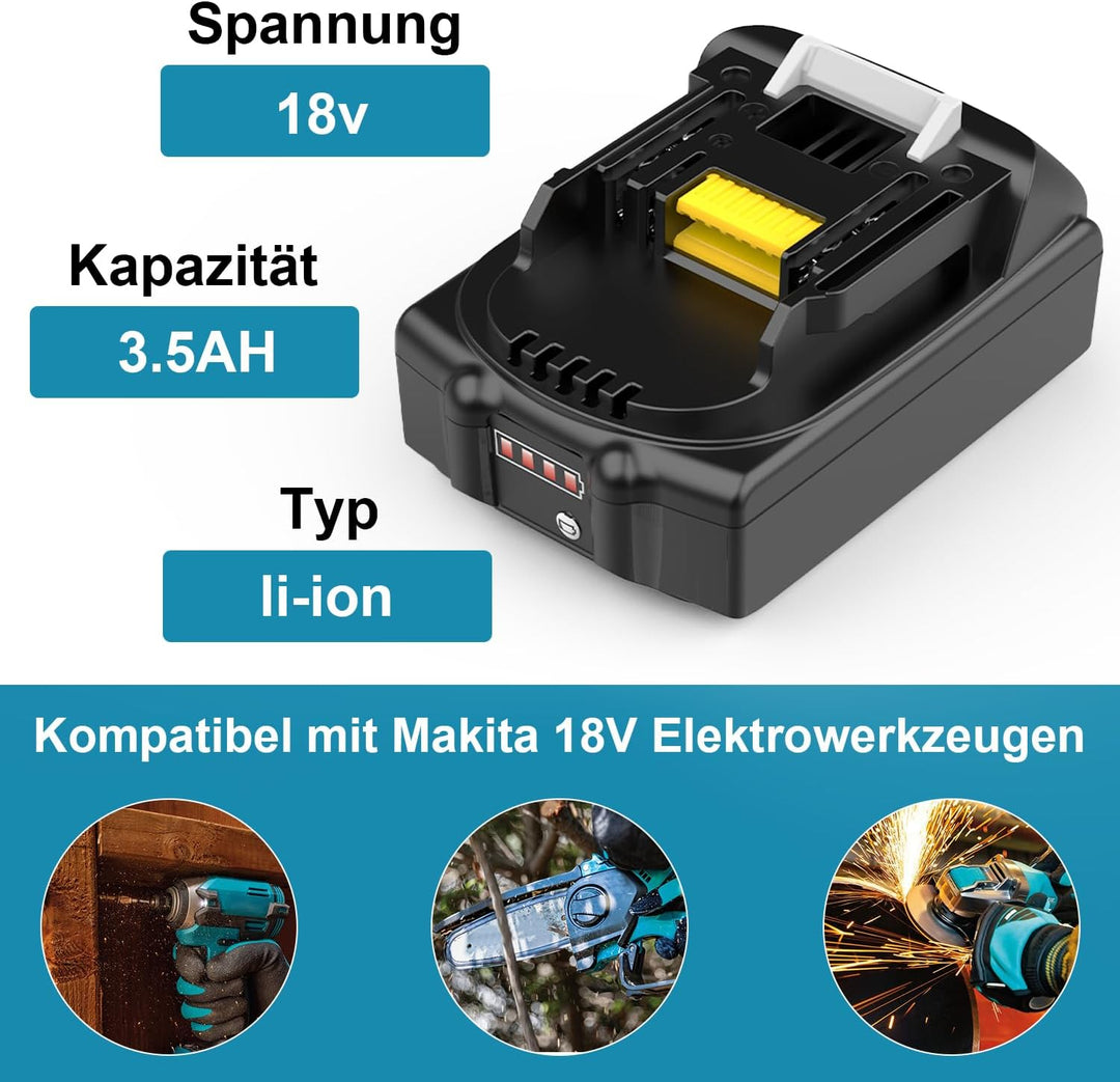 Energup 2 Stück 18V 3500mAh Akku für Makita Akku 18V BL1830 BL1815N BL1820 BL1830B BL1840