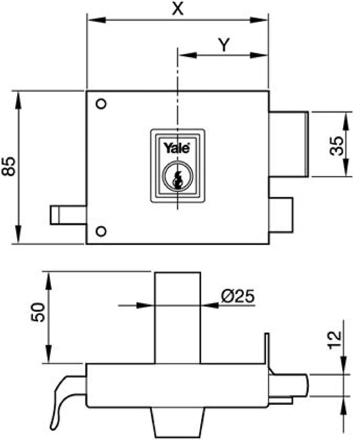 Yale 3012087 Schloss Yale 125-a/Hpr-System/8/links. Entrada 40 mm 125R links Eisen Lackiert, Entrada