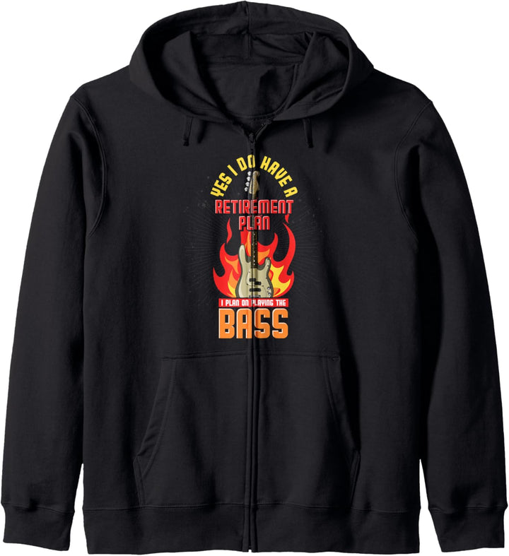 Bass Gitarre Rock Musiker Rentner Ruhestand Bassist Kapuzenjacke