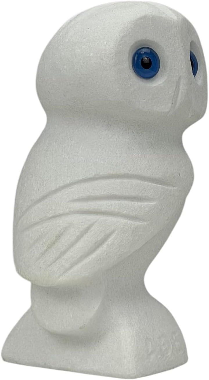 Eulensymbol der Weisheit, echte griechische natürliche geschnitzte Marmor-Statue, Skulptur