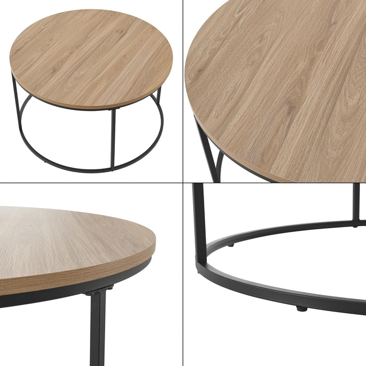 [en.casa] Couchtisch Kuhmoinen 45 x 80 cm Beistelltisch Wohnzimmertisch Sofatisch rund Schwarz/Holzo