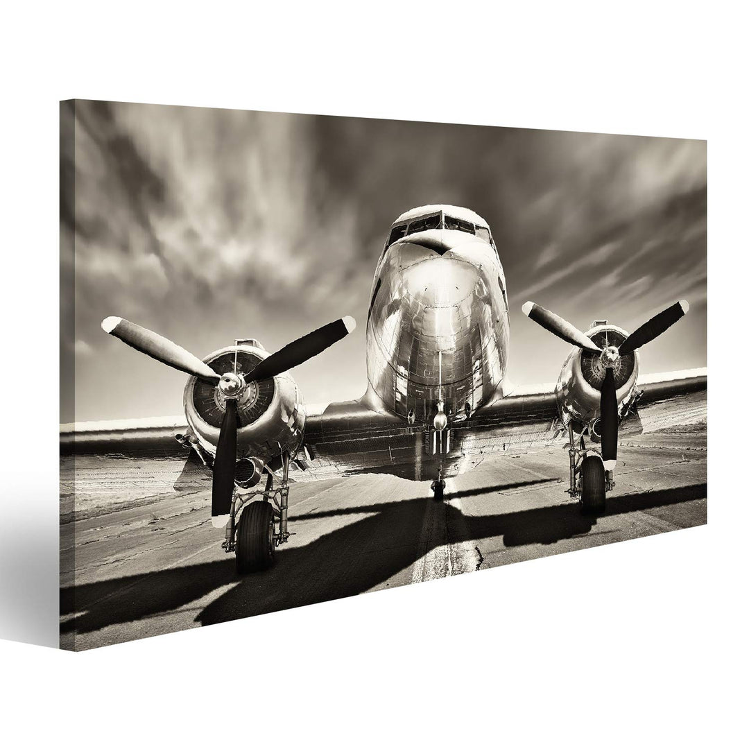 Bild Bilder auf Leinwand Retro-Flugzeug Wandbild Poster Leinwandbild TIO 100x57cm, 100x57cm
