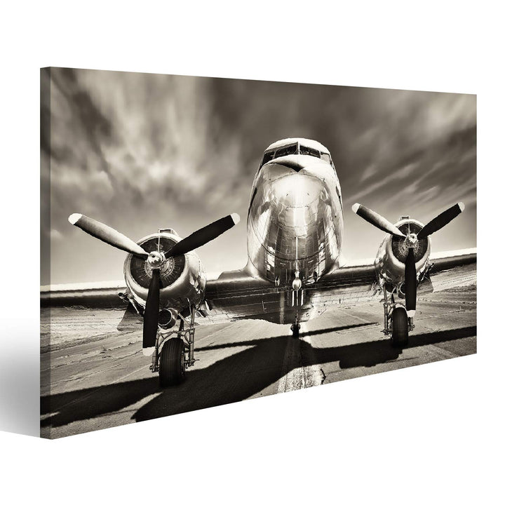 Bild Bilder auf Leinwand Retro-Flugzeug Wandbild Poster Leinwandbild TIO 100x57cm, 100x57cm