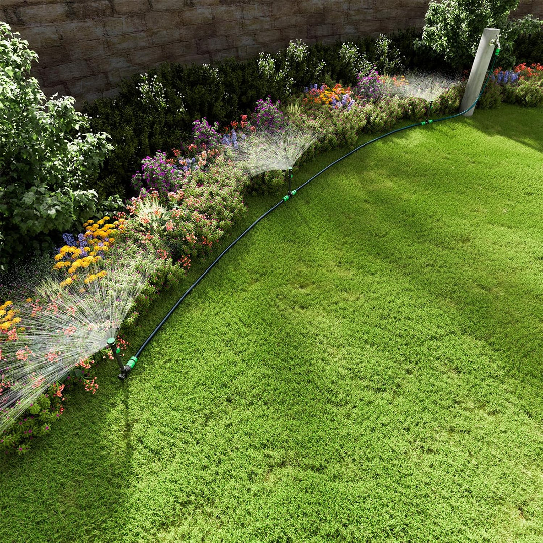 RESTMO Rasensprenger mit Erdspiess zur Gartenbewässerung, Mehrfach einstellbares Rasensprinkler, Fle