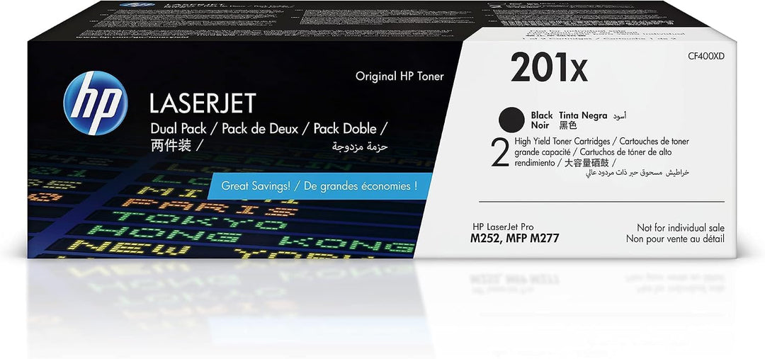 HP 201X (CF400X) Original Toner Schwarz mit hoher Reichweite für HP LaserJet Pro M252, XL Schwarz XL