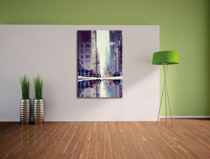 New York Times Square, Format: 100x70 auf Leinwand, XXL riesige Bilder fertig gerahmt mit Keilrahmen
