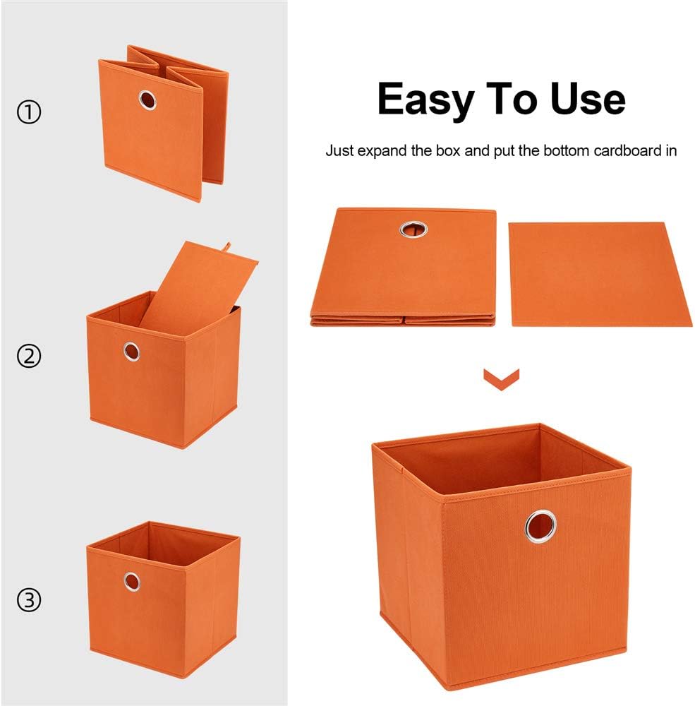 Aufbewahrungsbox, 28 x 28 x 28 cm, orange, 1 Metallloch, faltbar, Stoff, kompatibel mit Cube Organiz