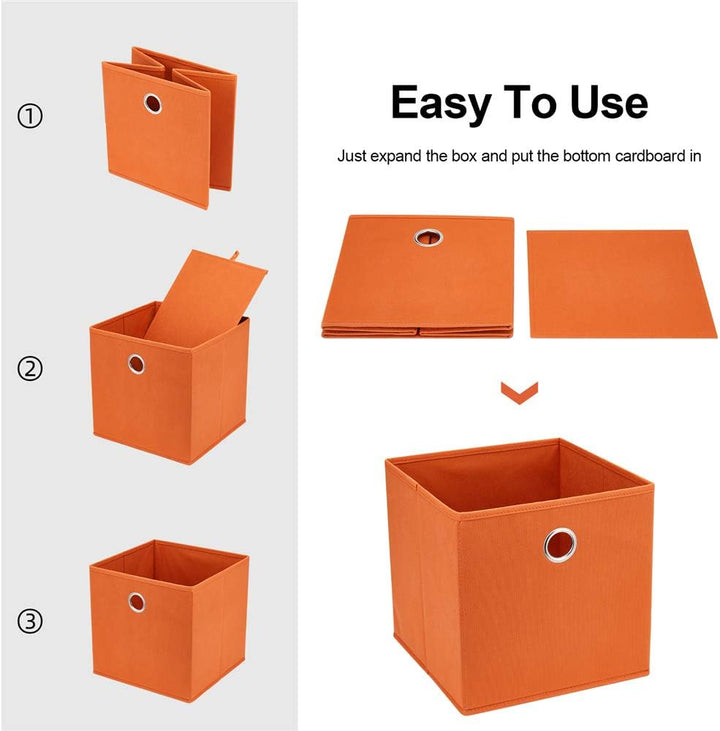 Aufbewahrungsbox, 28 x 28 x 28 cm, orange, 1 Metallloch, faltbar, Stoff, kompatibel mit Cube Organiz