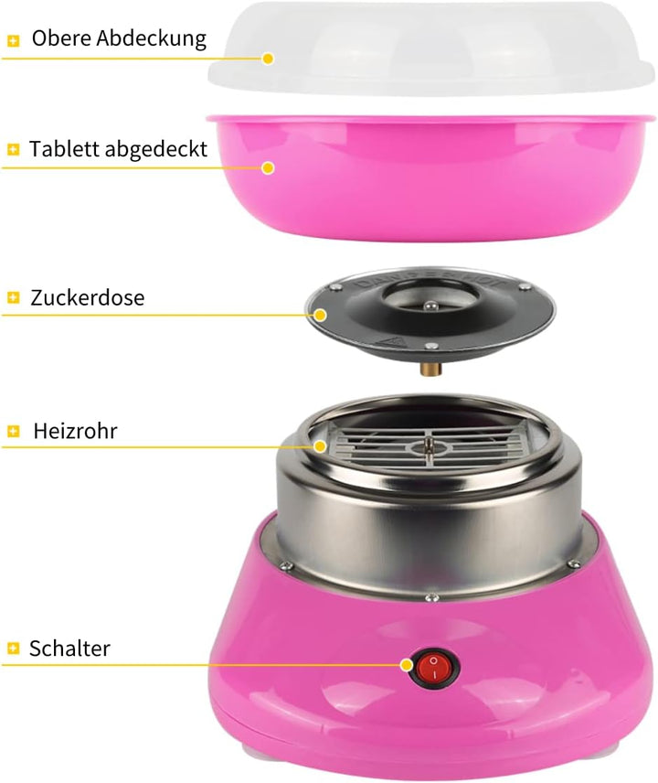 XUANYU 450W Zuckerwattemaschine Set für Zuhause Cotton Candy Machine mit Messlöffel und 10er Stäbche