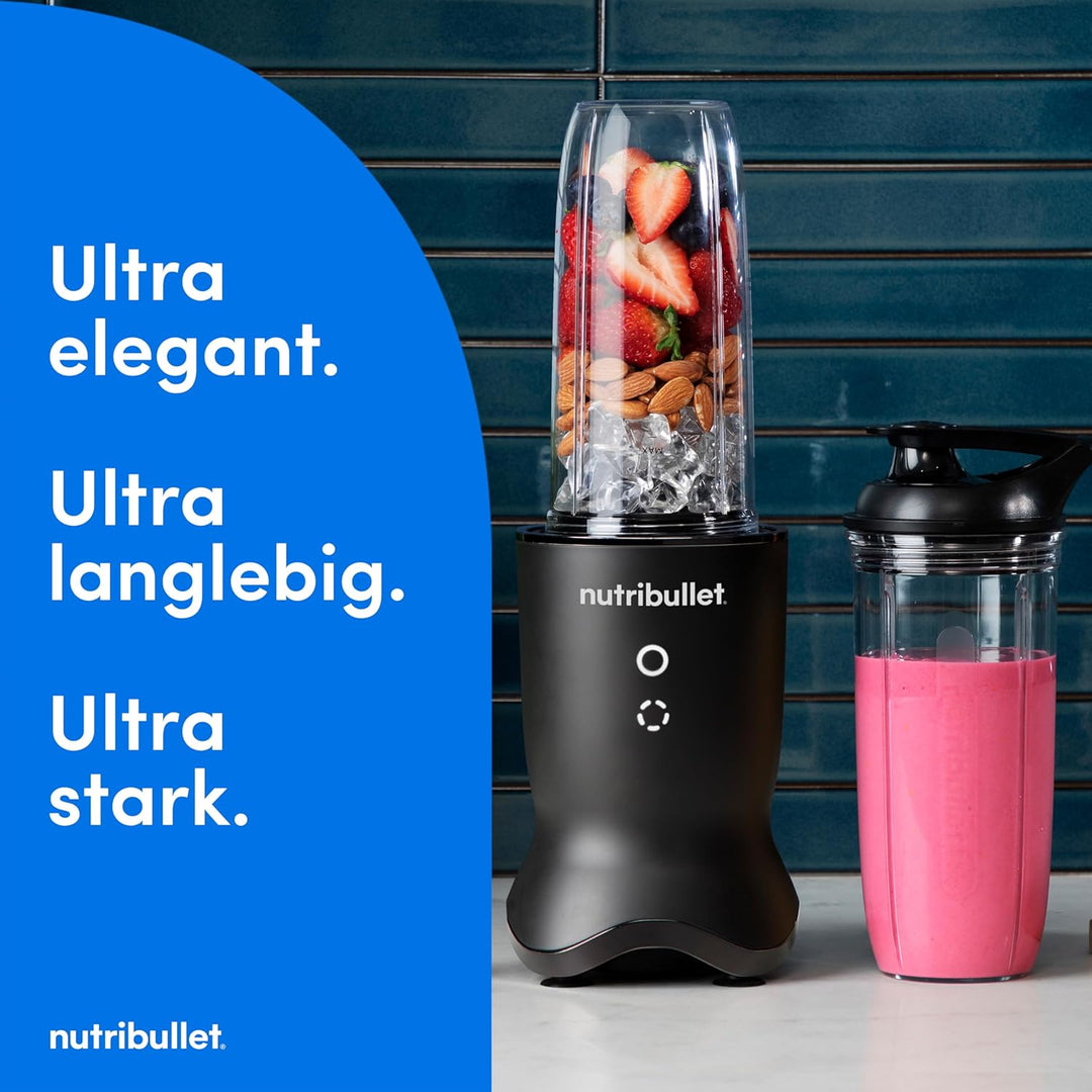 nutribullet Ultra NB1206MB, Mixer mit Tritanbehälter, Edelstahl-Mahlklingen, Elektrischer Smoothie-M