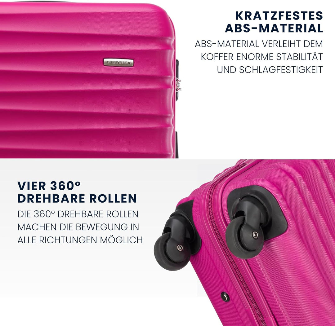 WITTCHEN Reisekoffer Rollkoffer Trolley Grosser Koffer Handgepäck Hartschale aus ABS mit 4 Spinner-R