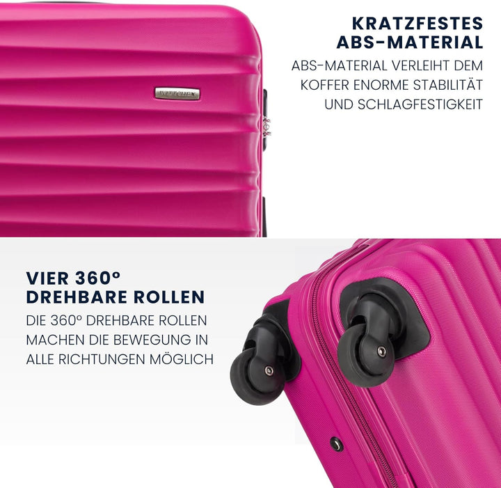 WITTCHEN Reisekoffer Rollkoffer Trolley Grosser Koffer Handgepäck Hartschale aus ABS mit 4 Spinner-R