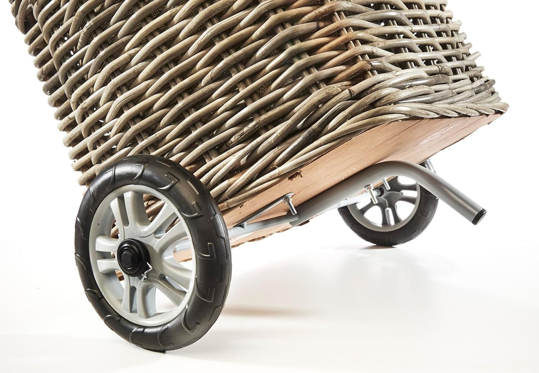 Kaminholzwagen mit Rollen Brennholzwagen - aus Rattan kubu grey