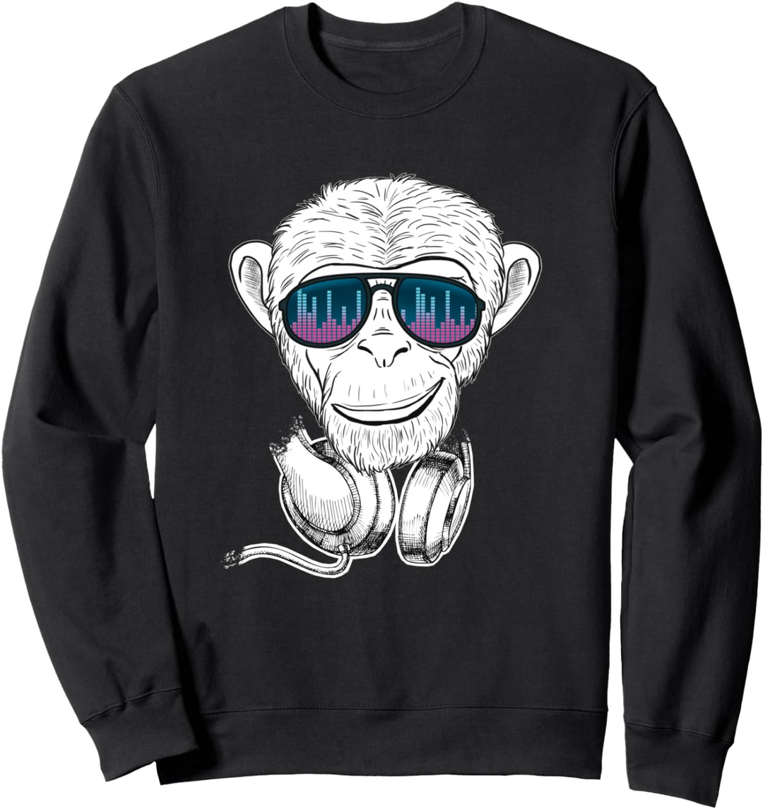 Party Affe DJ mit Kopfhörer und Sonnenbrille Sweatshirt