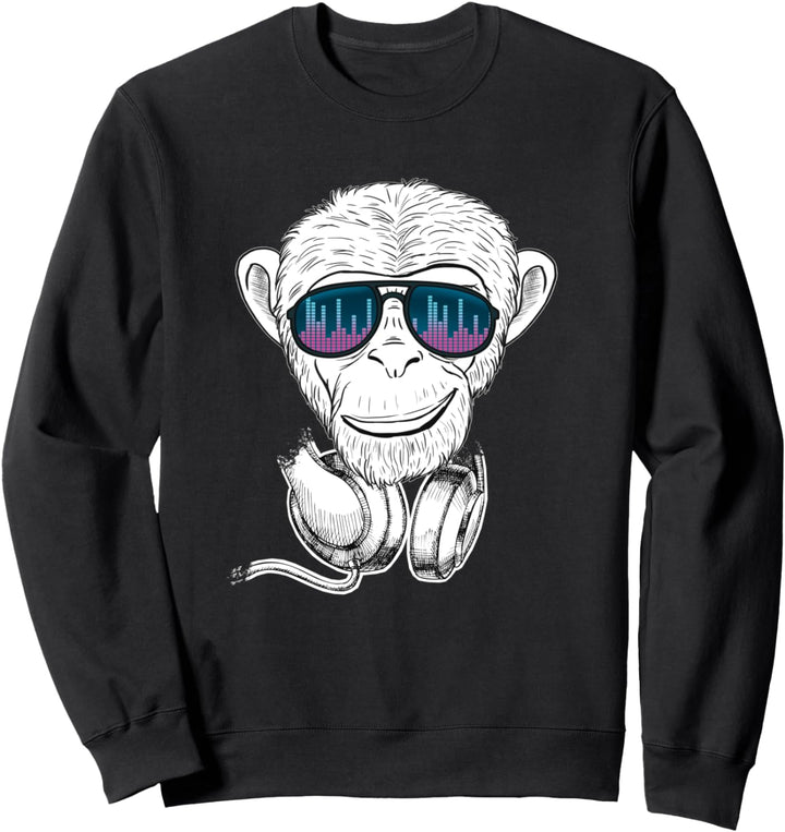 Party Affe DJ mit Kopfhörer und Sonnenbrille Sweatshirt