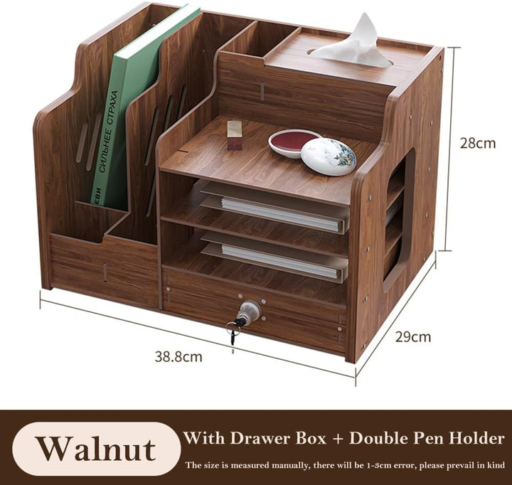 Hggzeg Schreibtisch-Organizer aus Holz,grosse Kapazität,Schreibtisch-Organizer,Aktenregal,A4-Papier-