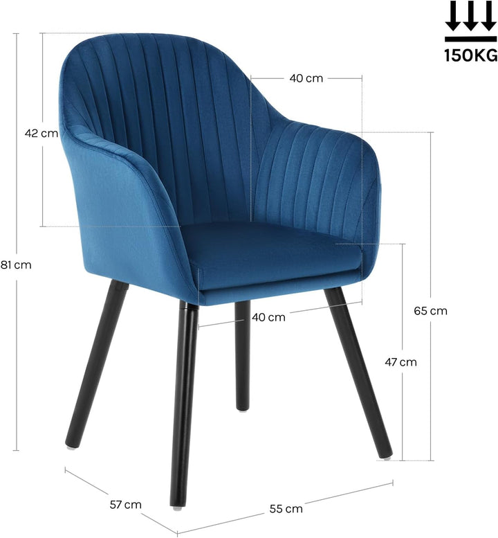 WOLTU Esszimmerstühle 2er Set, für Schlafzimmer Küche Wohnzimmer, Küchenstühle gepolstert mit Armleh