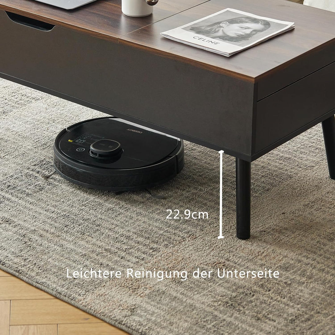 JanflyHome Höhenverstellbarer Couchtisch, Couchtisch mit Höhenverstellbarer Platte Lift Top, 2 Verst