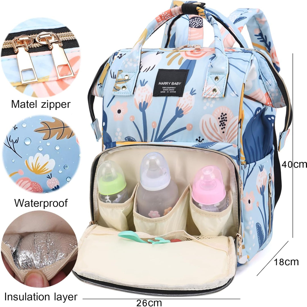 Baby Wickelrucksäcke, Wasserfester Windelrucksack mit Isolierten Fächern für Babys, Grosser Wickelru