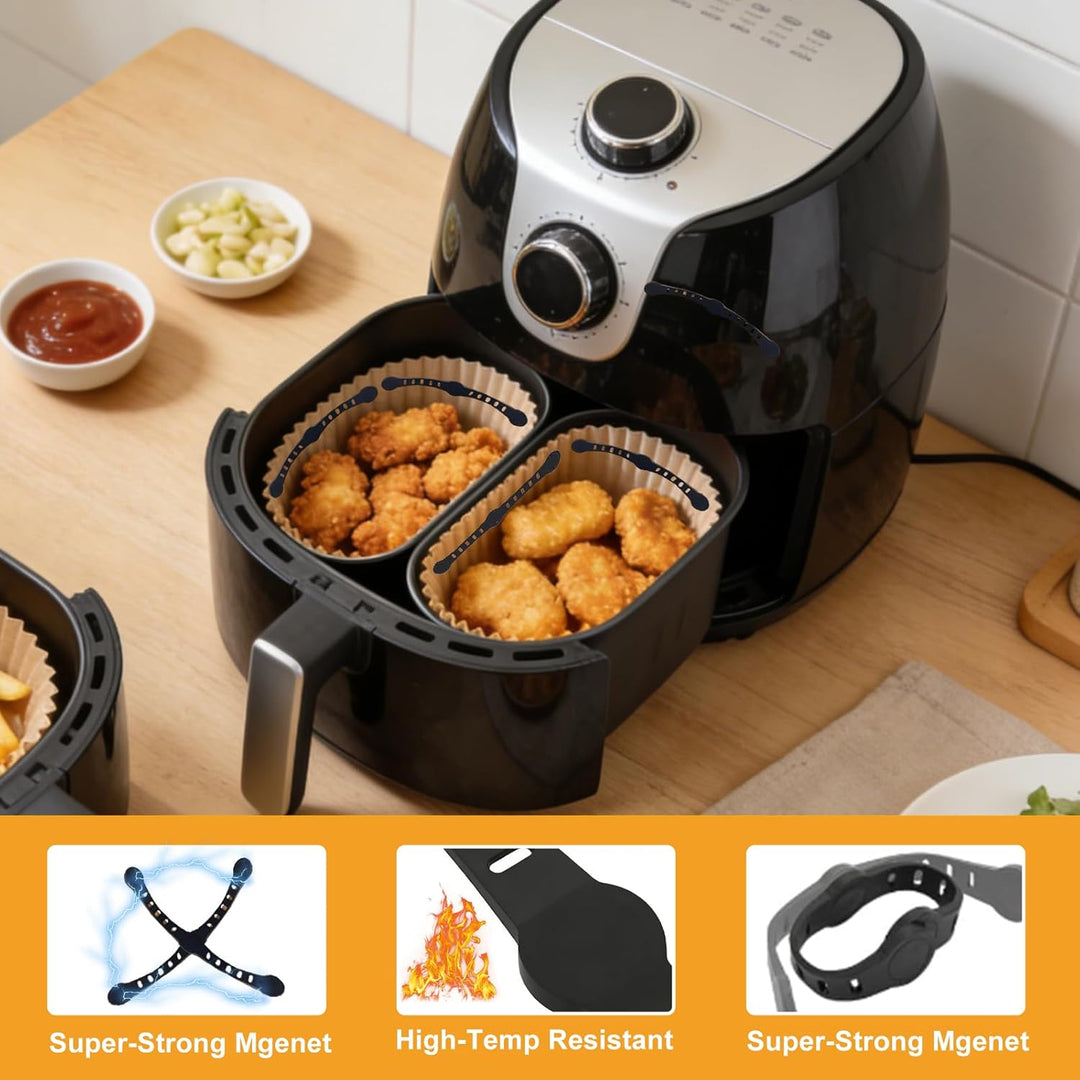 8 Stück Magnete für Airfryer Backpapier, Magnetische Silikonschnallen für Heissluftfritteuse, Magnet