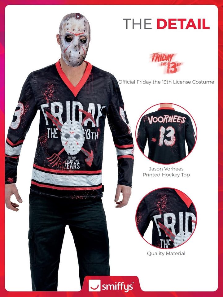 Smiffys 81017 Friday the 13th, Hockey-Top, Herren, Schwarz & Weiss Medium (Chest 38-40), Medium (Che