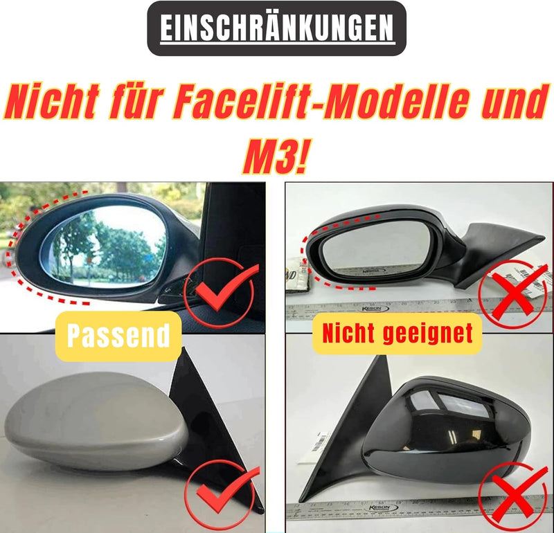 M Sport Spiegelkappen Aussenspiegelkappen für BMW E90 E91 2005-2008 E92 E93 2006-2010 Vorfacelift Mo