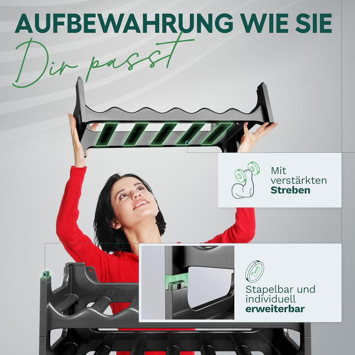 Novaliv Flaschenregal für 24 Flaschen | Weinregal grau | Regal aus stabilem Kunststoff, stapelbar (A