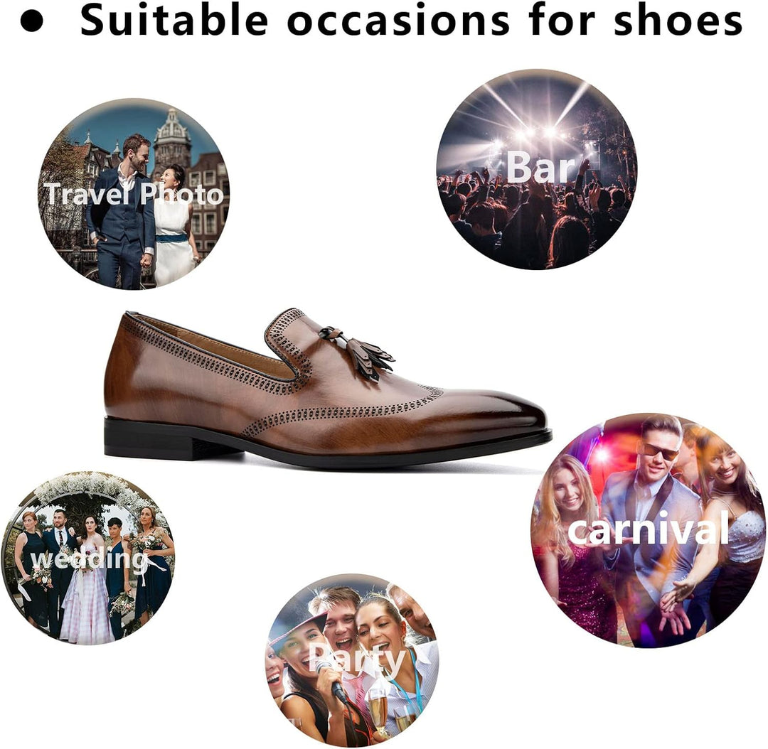 MEIJIANA Herren Mokassins Herren Elegante Schuhe Herren Casual Slip on Anzugschuhe 43 EU Braun 04, 4
