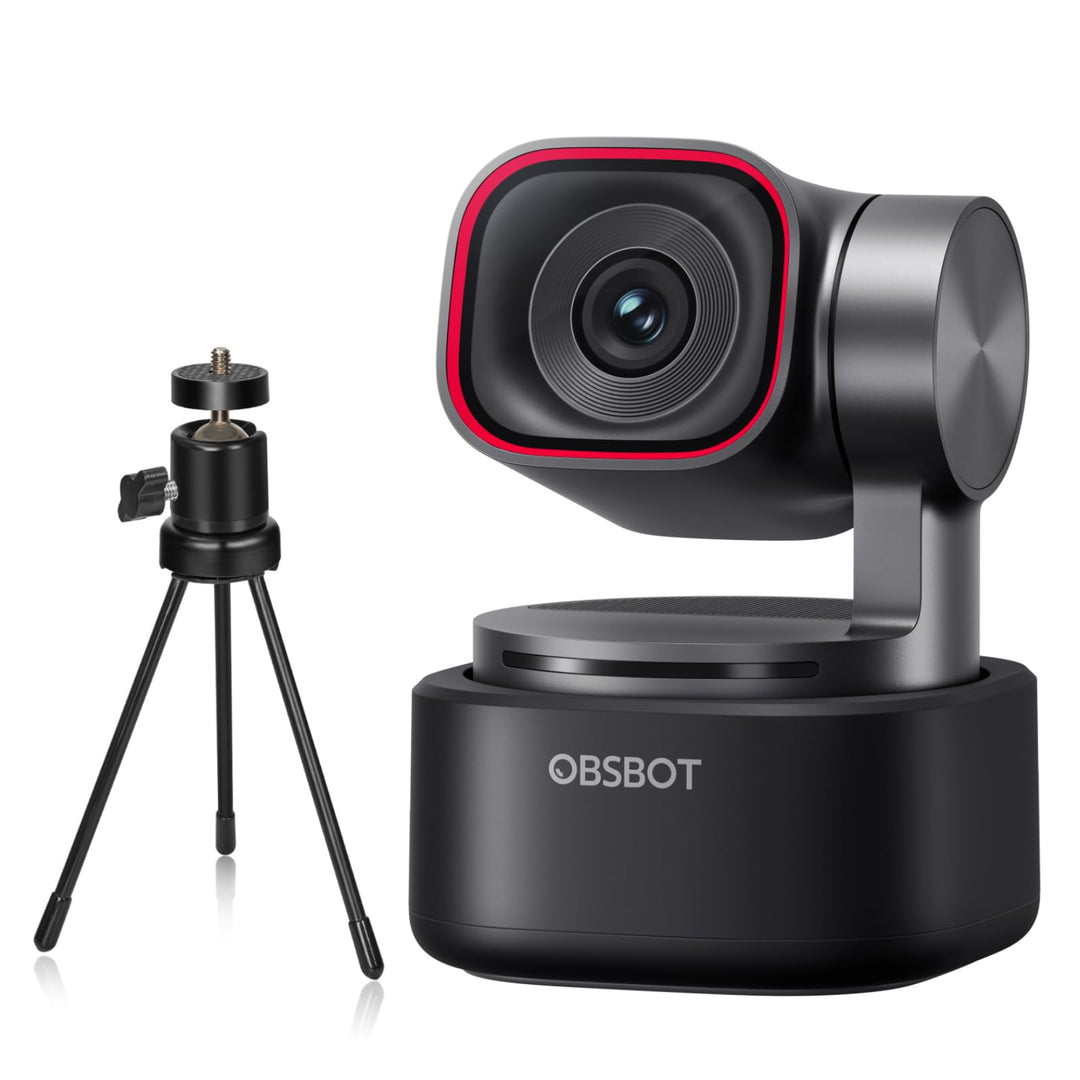 OBSBOT Tiny 3 mit Stativ, PTZ 4K-Webcam mit Spatial Audio, Tri-Mikrofon, 1/1,28"-Sensor, 120 FPS DGG