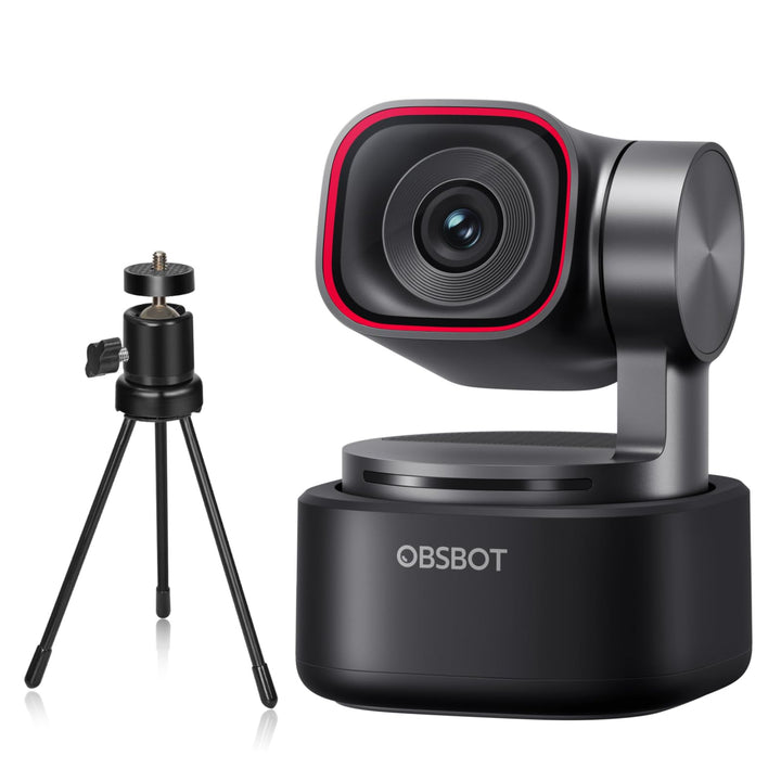 OBSBOT Tiny 3 mit Stativ, PTZ 4K-Webcam mit Spatial Audio, Tri-Mikrofon, 1/1,28"-Sensor, 120 FPS DGG