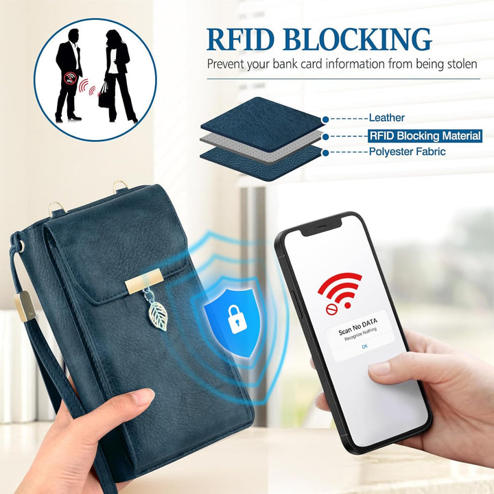 VOBUKE Handytasche mit Geldbörse zum Umhängen RFID Schutz Handy Tasche Damen Umhänge Leder Kleine Ha