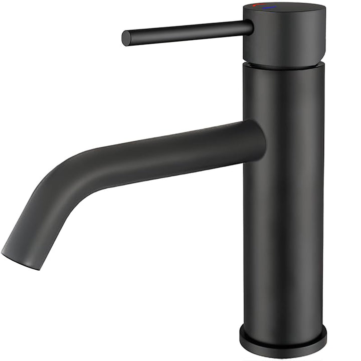 VALAZ Wasserhahn Bad Schwarz Matt | Einhebelmischer Waschbecken, Kaltwasseröffnung, Warm und Kaltwas