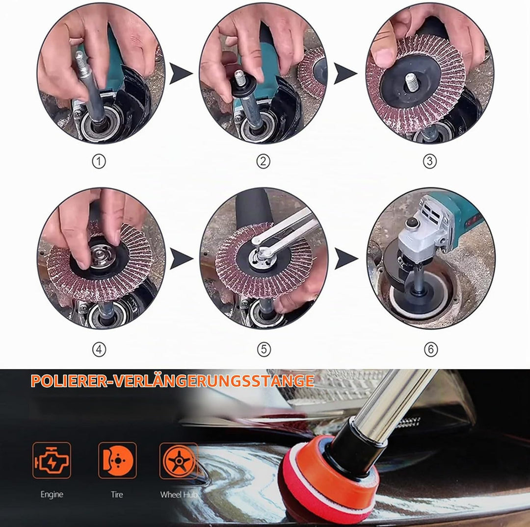 3 Stück Winkelschleifer Verlängerung, M14 Polisher Verlängerung Schaft Set Edelstahl M14 Winkelschle