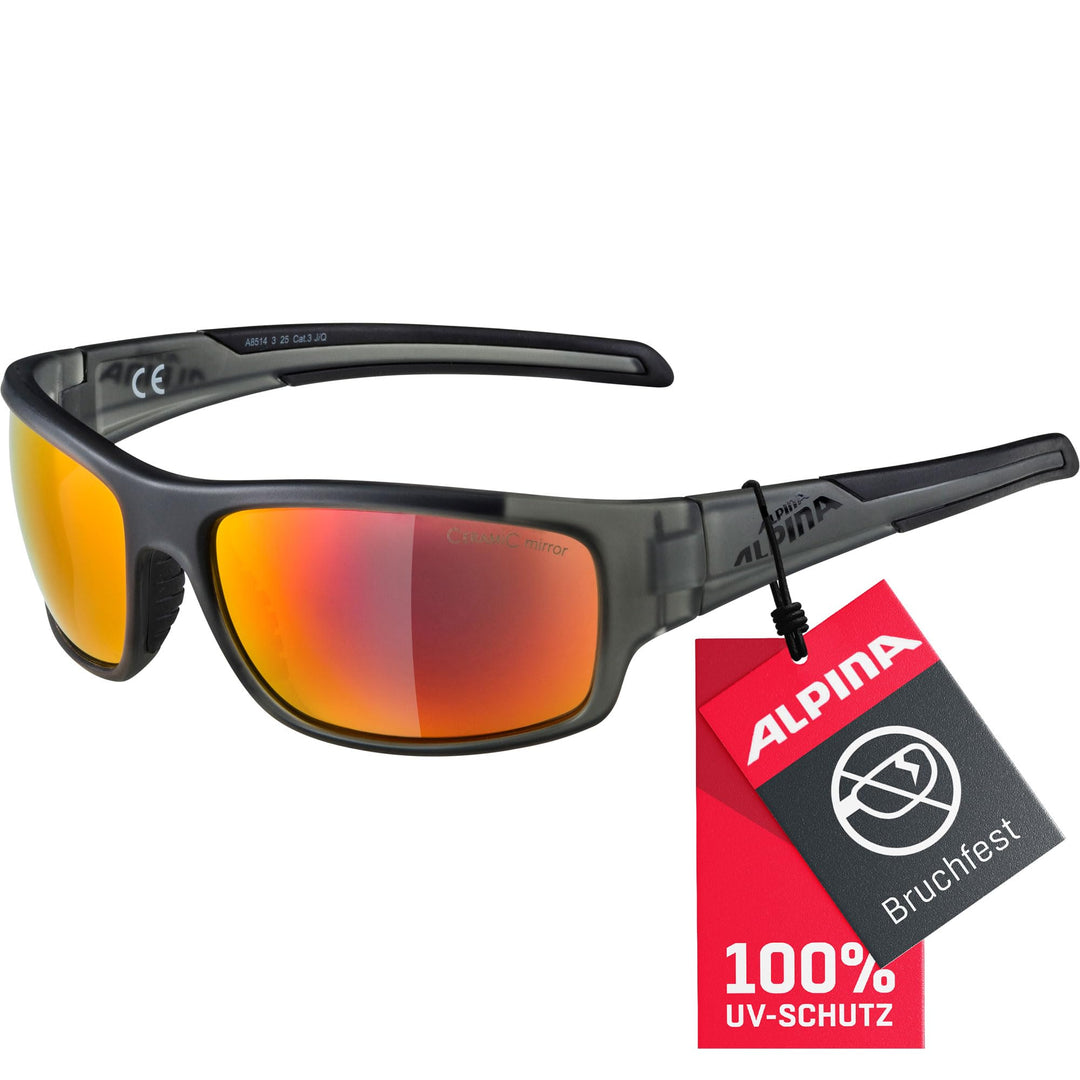 ALPINA TESTIDO - Verspiegelte und Bruchsichere Sport- & Fahrradbrille Mit 100% UV-Schutz Für Erwachs