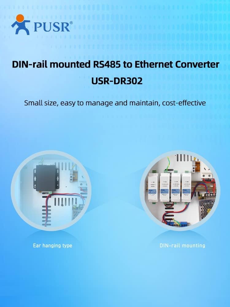 PUSR DR302 DIN-Schienen-Gateway Mit Modbus RTU zu TCP RS485 zu Ethernet Konverter