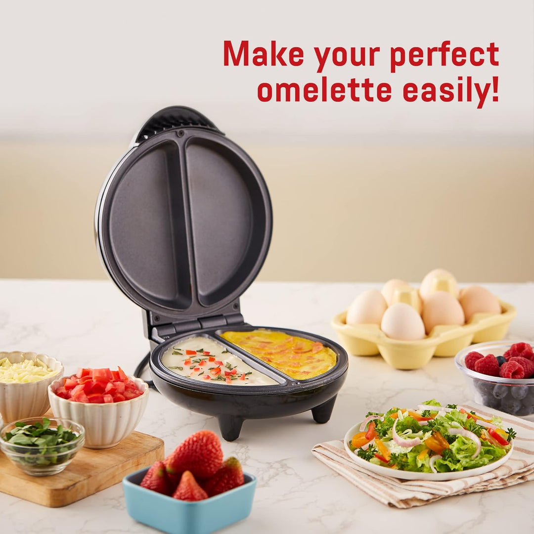 Elite Gourmet EOM205 Antihaft-Omelette, Frittata, Snack-Taschenzubereiter, Dessertzubereiter, 2 einz
