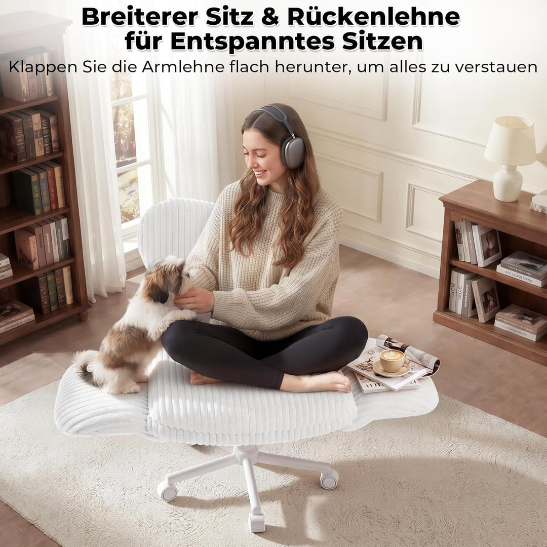 HOMRELEXA Bürostuhl Ergonomisch, mit Klappbarer Tischplatte, Breiter Schreibtischstuhl mit 5-stufig