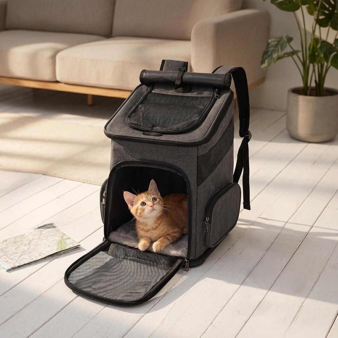 Katzenrucksack, Faltbarer Haustier-Tragerucksack für Katzen und kleine Hunde, Hunderucksack mit belü