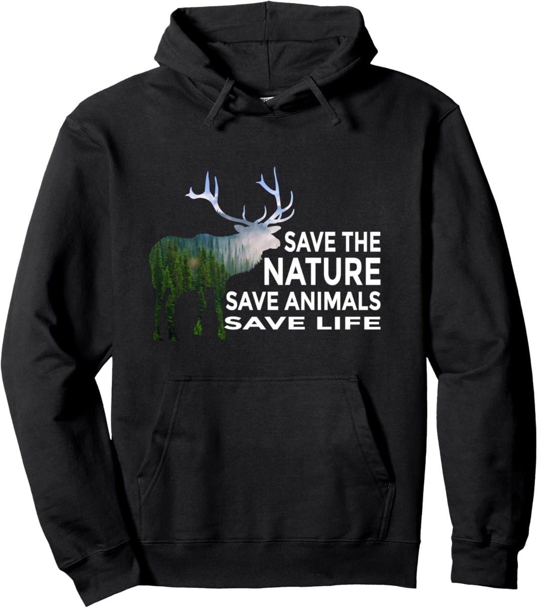 Rette die Natur Rette Tiere retten Leben Hirsch Wildlife Pullover Hoodie