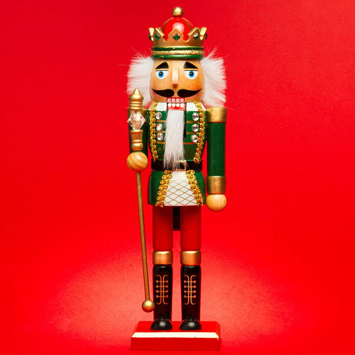 Sikora NK-D aufwändig gestaltete Deko Nussknacker Figur aus Holz, Farbe/Modell:D01 grün/rot - KÖNIG,