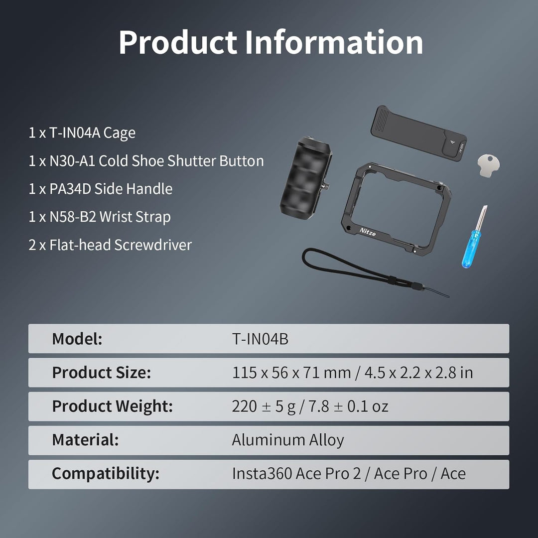 Nitze Xplorer Grip Kit für Insta360 Ace Pro 2/Ace Pro/Ace, Strassenfotografie Griff Kit mit Ace Pro