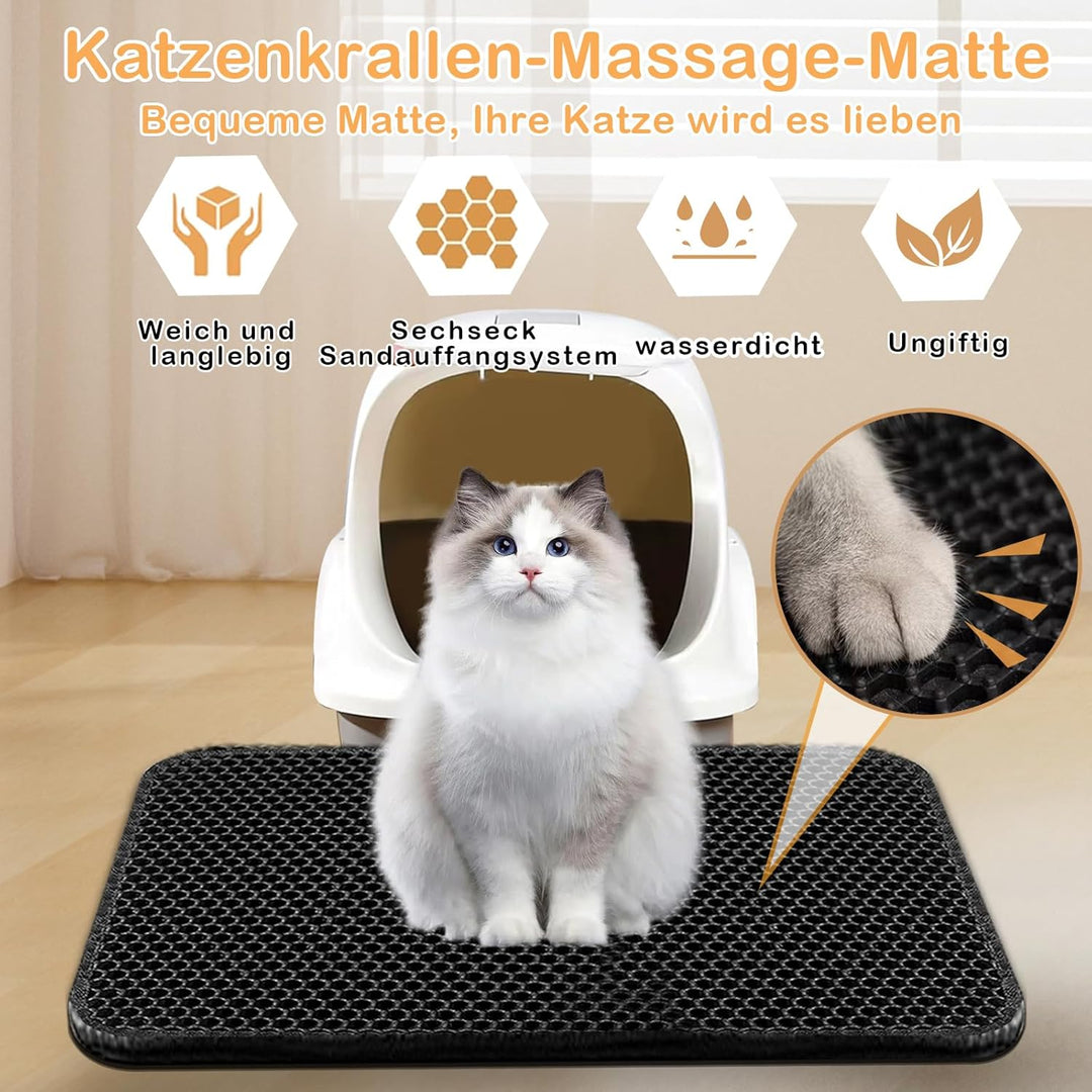 Phantasy Katzenklo Matte 55 * 75 CM, Schwarz Katzenstreu Unterleger Waben Design Vorleger wasserdich
