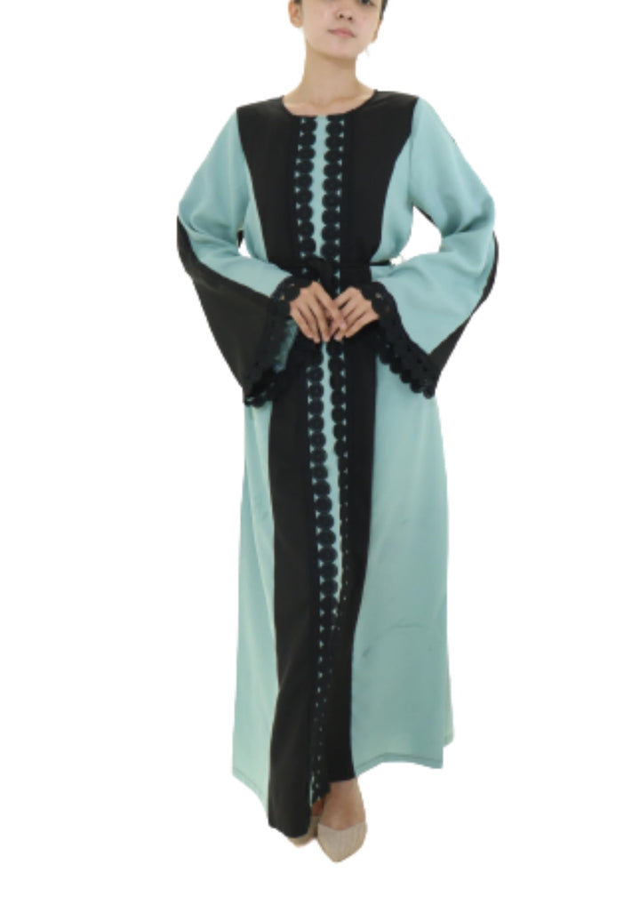 Djellaba für Damen 36 Grün und Schwarz, 36 Grün und Schwarz