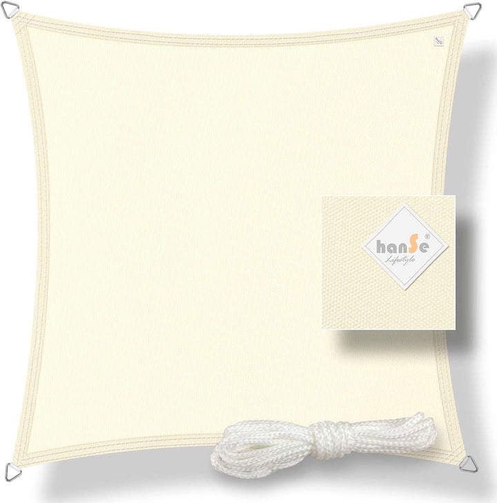 hanSe Sonnensegel quadratisch, Segeltuch Quadrat, 2x2 m in Creme, aus 100% Polyester, wetterbeständi