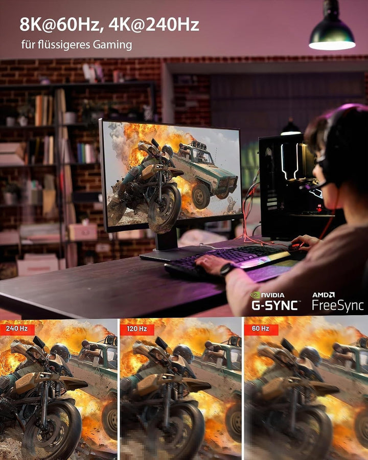 Stouchi [2Pack] DisplayPort Kabel 1.4 240Hz 3 M/10FT DP1.4 Unterstützung 8K@60Hz 4K@60Hz/144Hz/120Hz