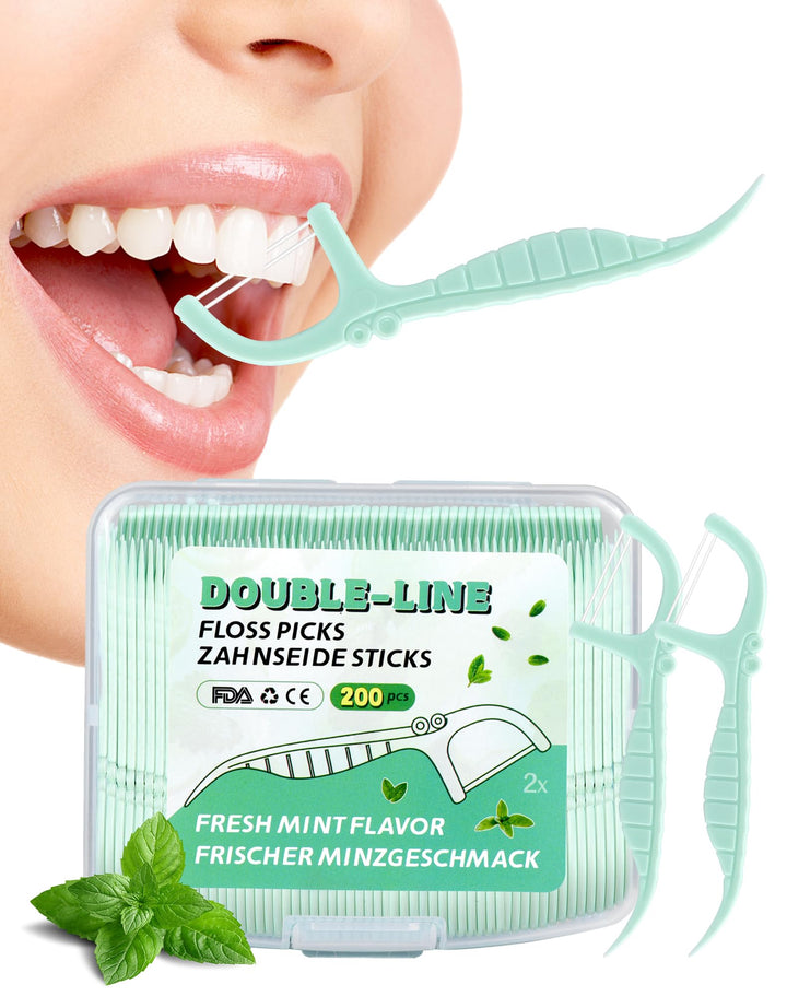 200 Stk. Zahnseide Sticks Minze Dental floss Mint Twin line Floss Zahnseide mit Zahnstocher Geschmac