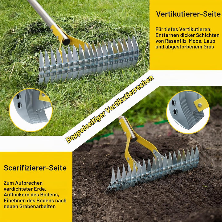 Strohrechen, Laubrechen Rasenrechen Mit 150 cm Stiel Robuster Laubsammler, Mehrzweck-Rasenkamm Zum J