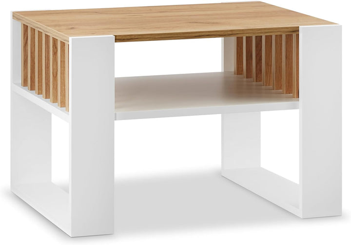 defiPad® Couchtisch mit Stauraum | 65CM Breite Kaffeetisch mit Lammelas | Modern Wohnzimmertisch Eic